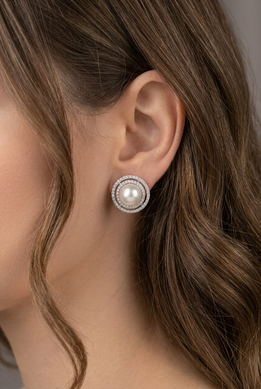 Pendientes perlas y brillos