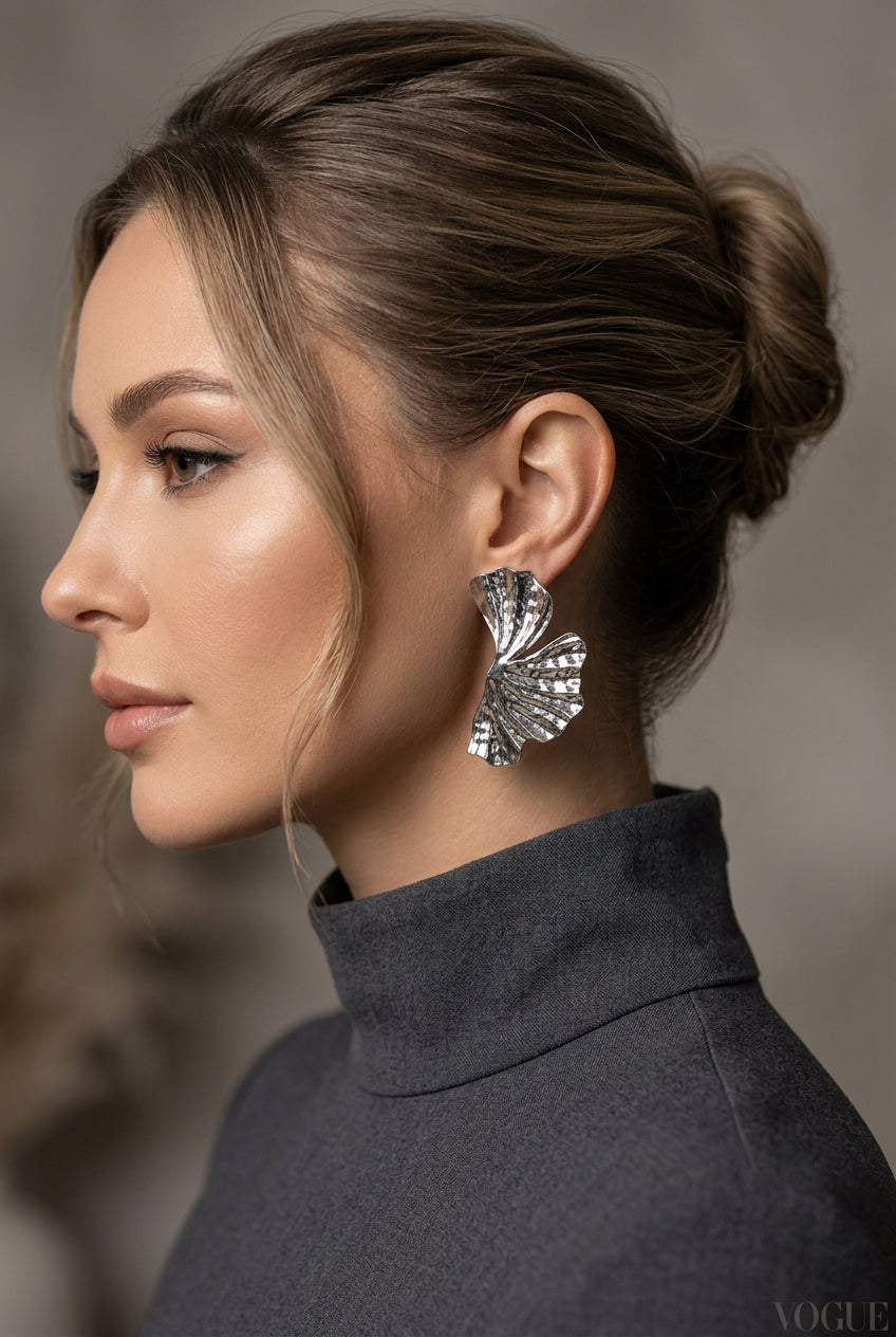 Pendientes hoja plateados