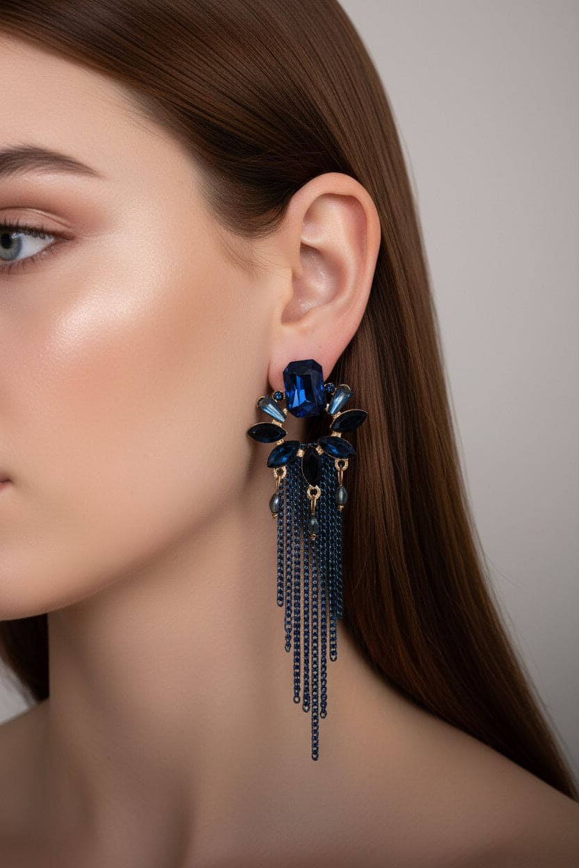 Pendientes largos, azules y verdes 