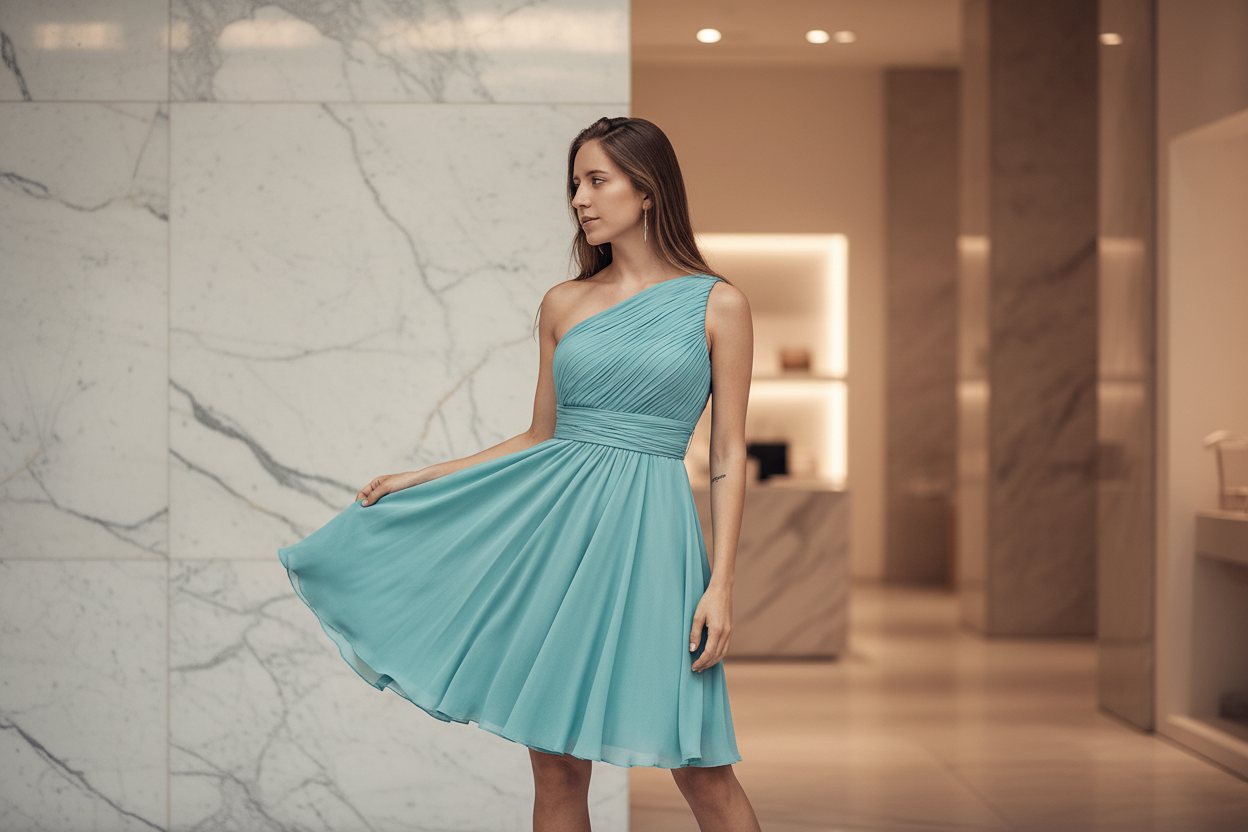 Vestido corto verde agua