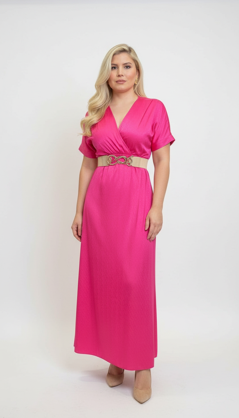 Vestido fucsia largo