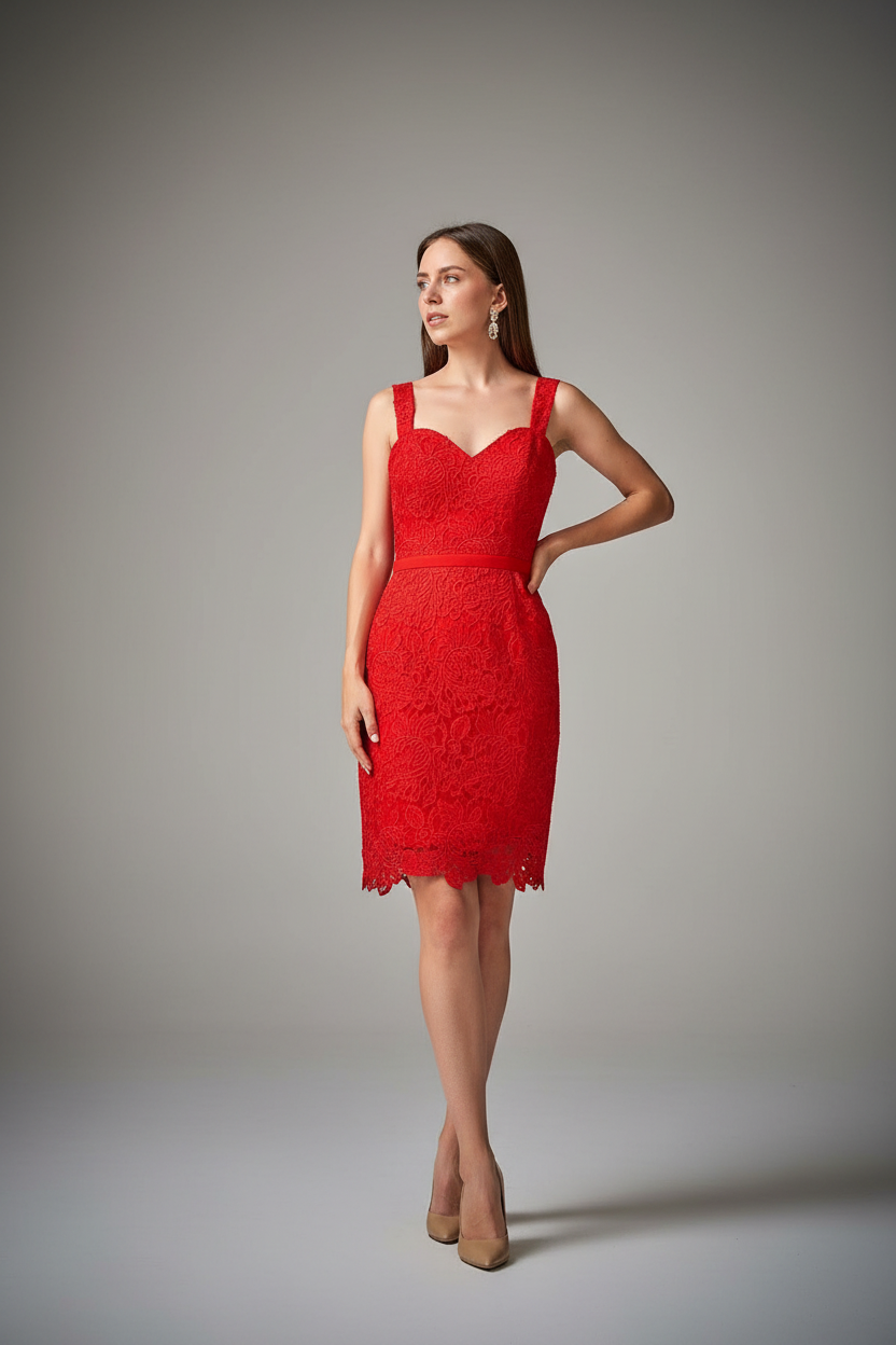 Vestido rojo con cinturon