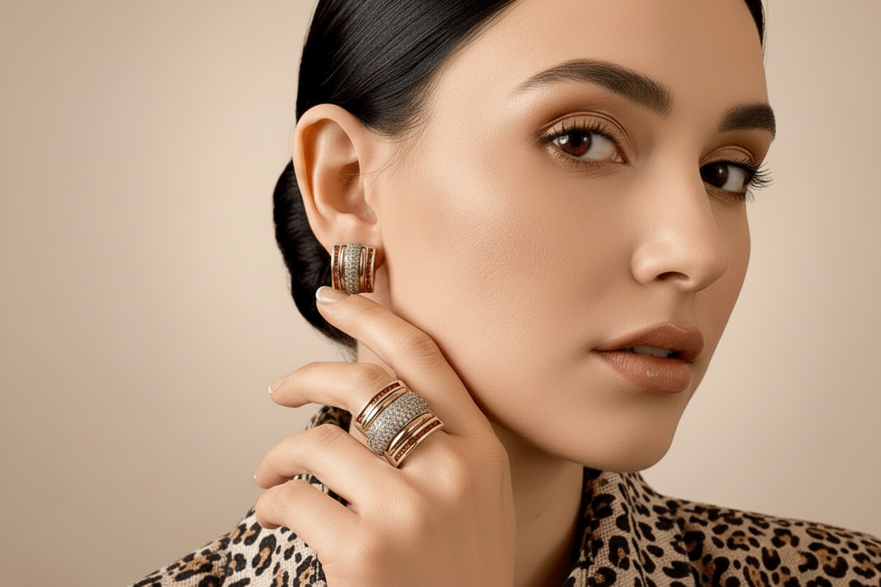 Anillo de oro plata con circonita naranja