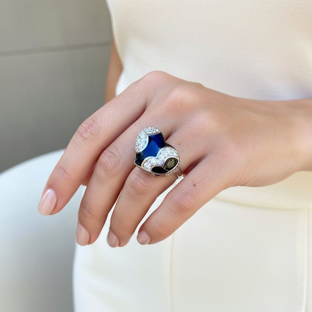 Anillo negro corazón
