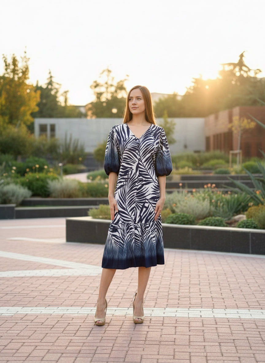 Vestido hojas marino