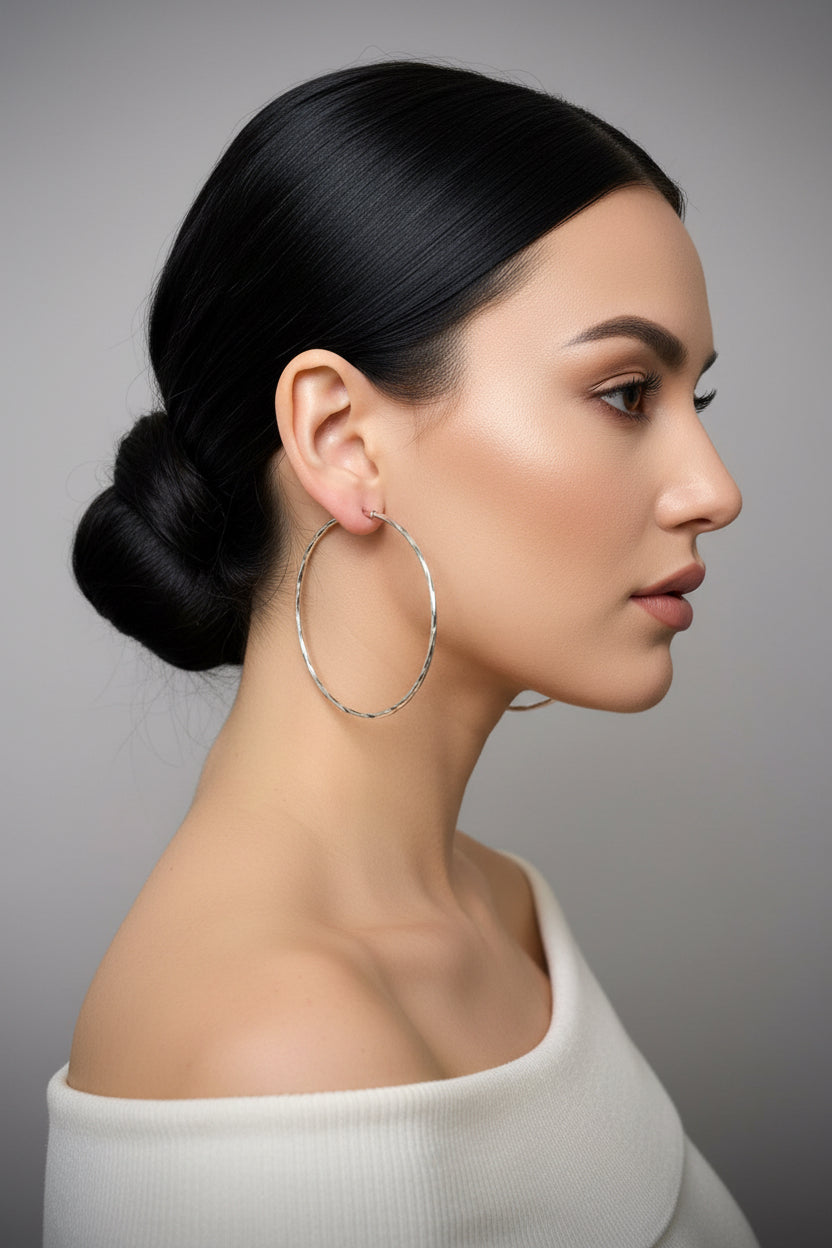 Aros de plata enrroscados grandes