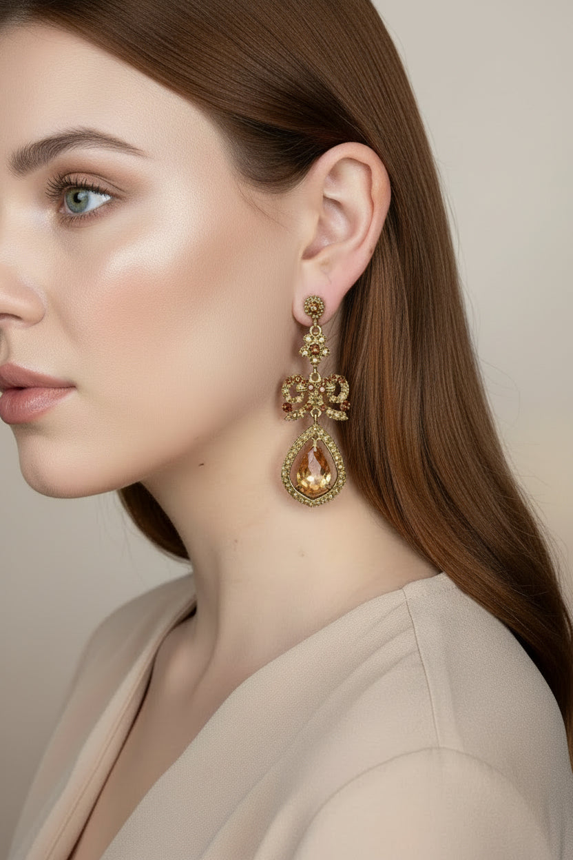 Pendientes dorados y marron