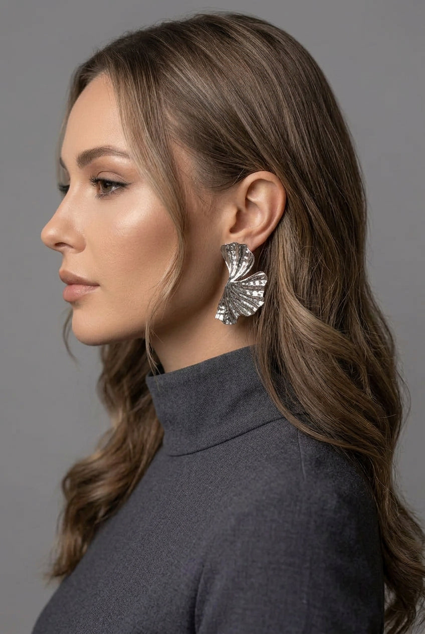 Pendientes hoja plateados