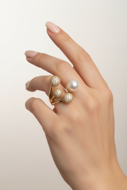 Anillo cuatro bolas