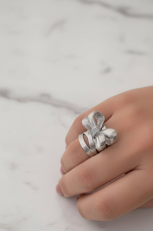 Anillo lazo plateado