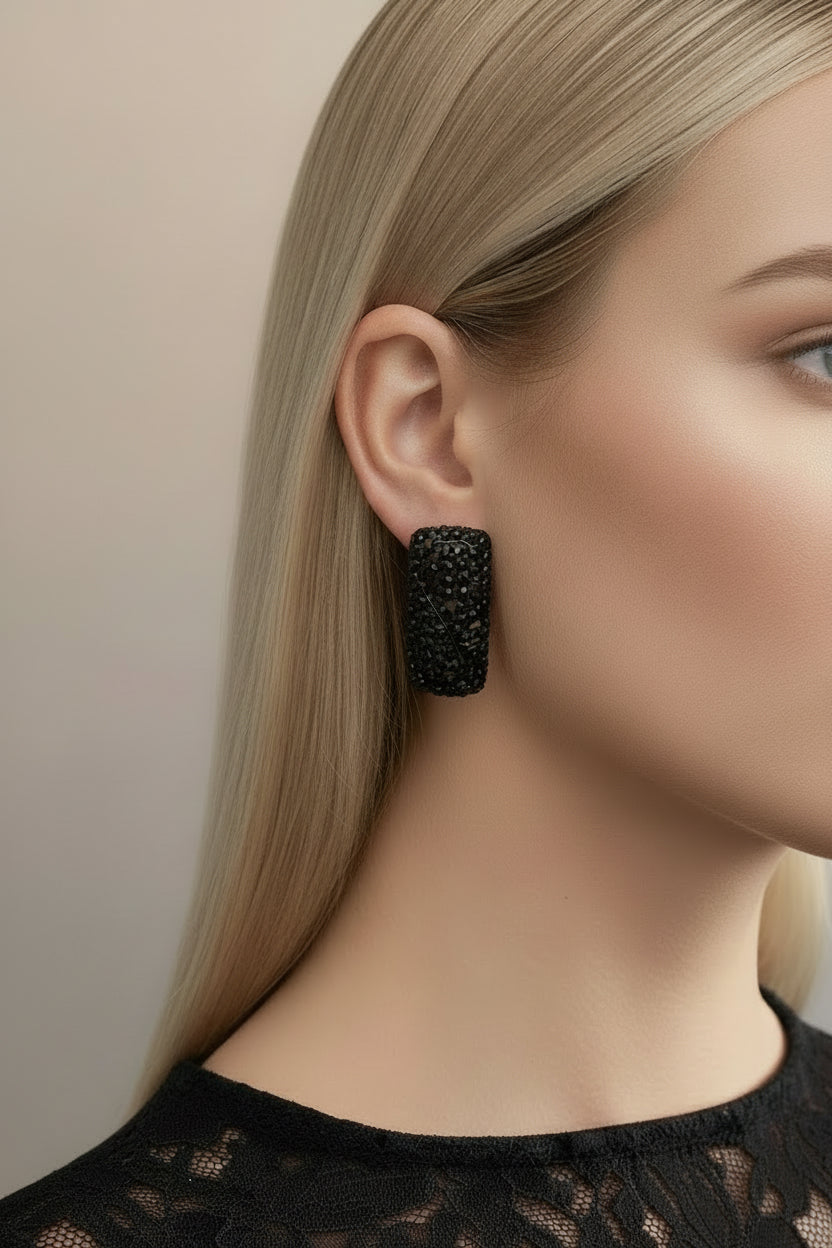 Pendientes rectangulares negros
