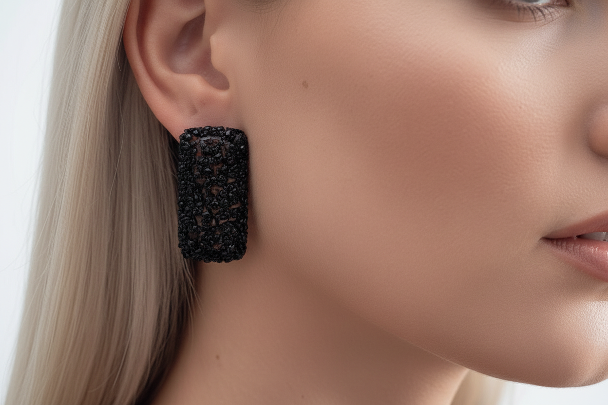 Pendientes rectangulares negros