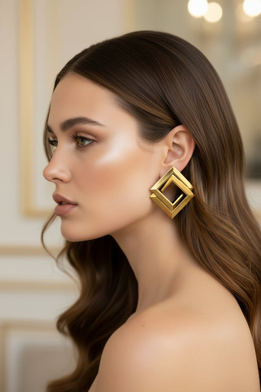 Pendientes rombo entrelazado
