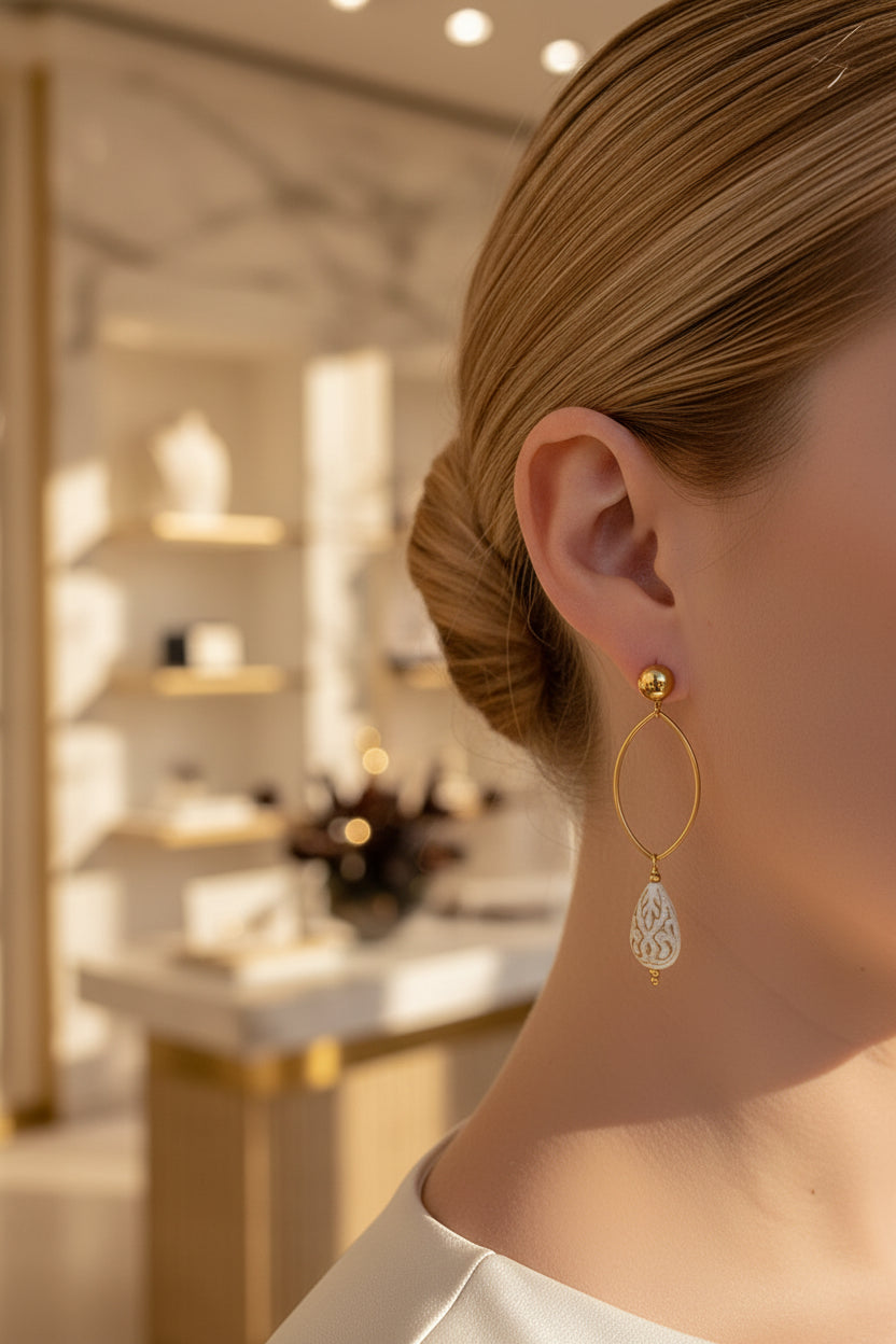 Pendiente Goya beige