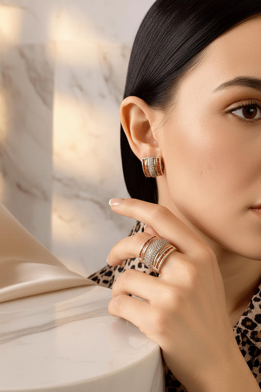 Pendientes en oro plata con circonita naranja